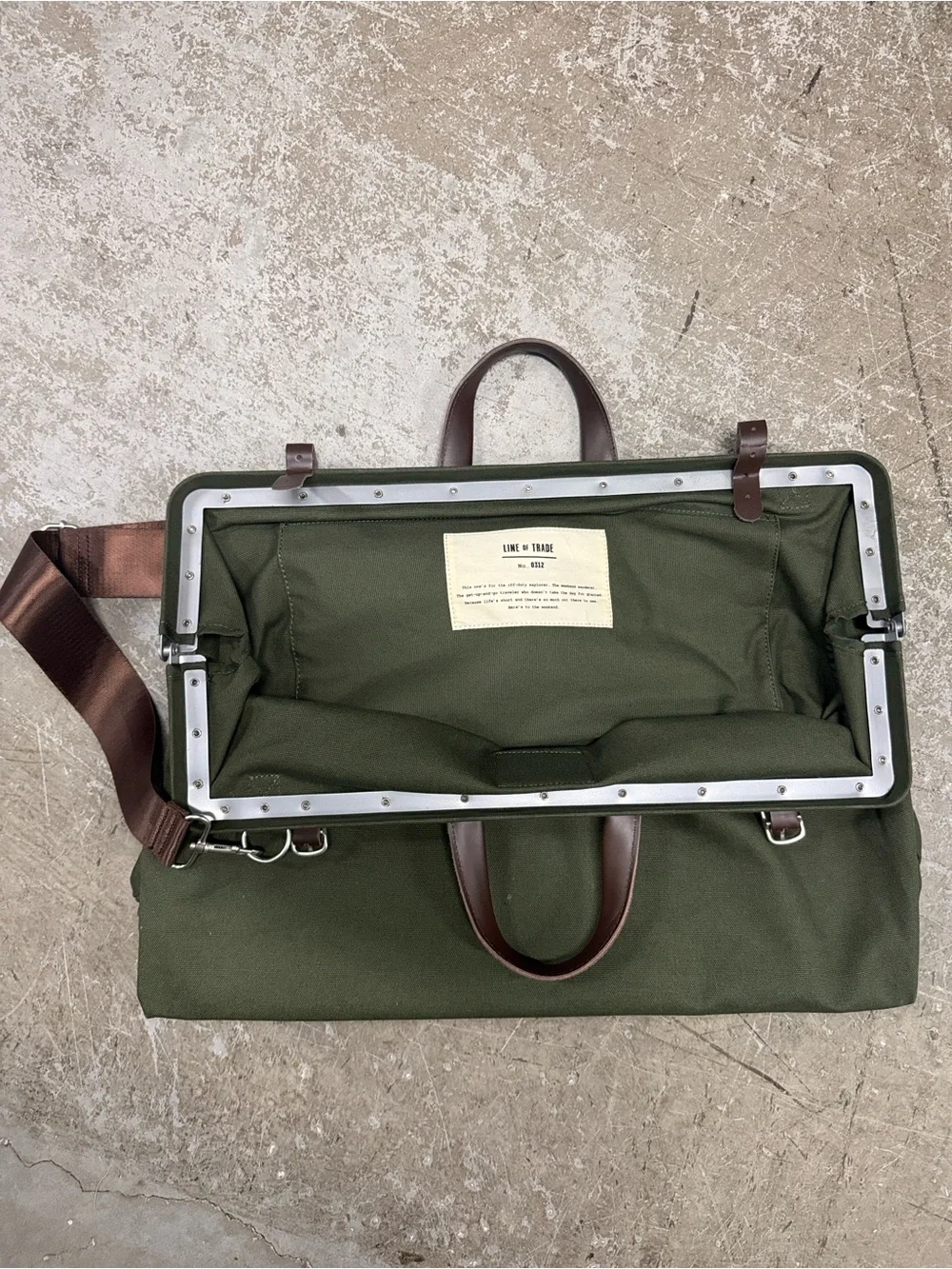 Line of Trade Olive Canvas Travel Duffel with Leather Trim